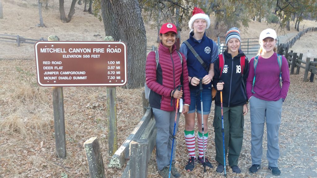 Taryn and fellow scouts on hike.